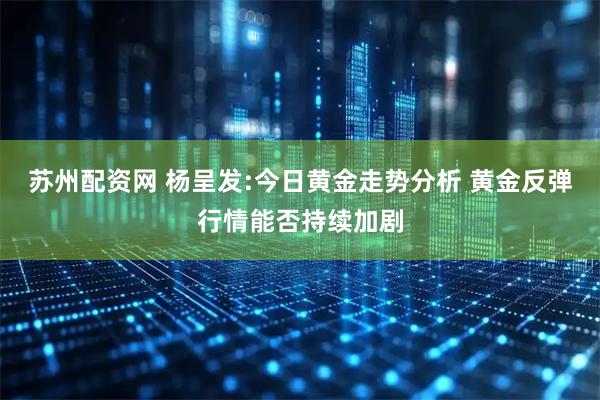苏州配资网 杨呈发:今日黄金走势分析 黄金反弹行情能否持续加剧